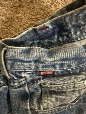 Carhartt Blue Washed Denim Jacket with Red Logo Tab